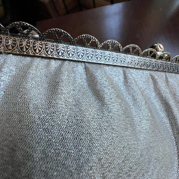 1950s 1960s Ande Silver Metallic Purse Vintage Silver Evening Bag Vintage Clutch - Picture 2 of 16
